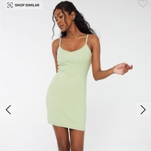 Green knit mini dress